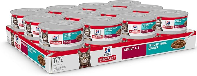 Hill's Science Diet Adult 1-6, Adult 1-6 Premium Nutrition, Wet Cat Food, Tuna Stew, 5.5 oz Can, Case of 24