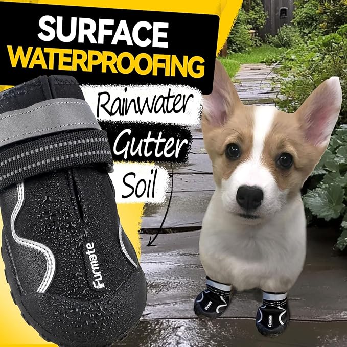 Dog Shoes for Large Small Medium Dogs,Dog Booties for Indoor Hardfloors Anti-Slip,Reflective Strip Waterproof Dog Boots & Paw Protectors for Outdoor Walking Hot Pavement,Winter Snow (Black-8)