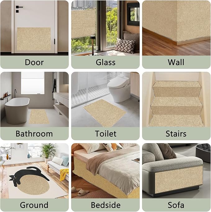 2Pack Total 78.7"x15.8" Cat Scratch Mat for Cat Couch Furniture and Wall Protector | Trimmable Self-Adhesive Carpet Climb Cat Scratcher for Covering Cat Tower and Replacement Pads (Khaki)