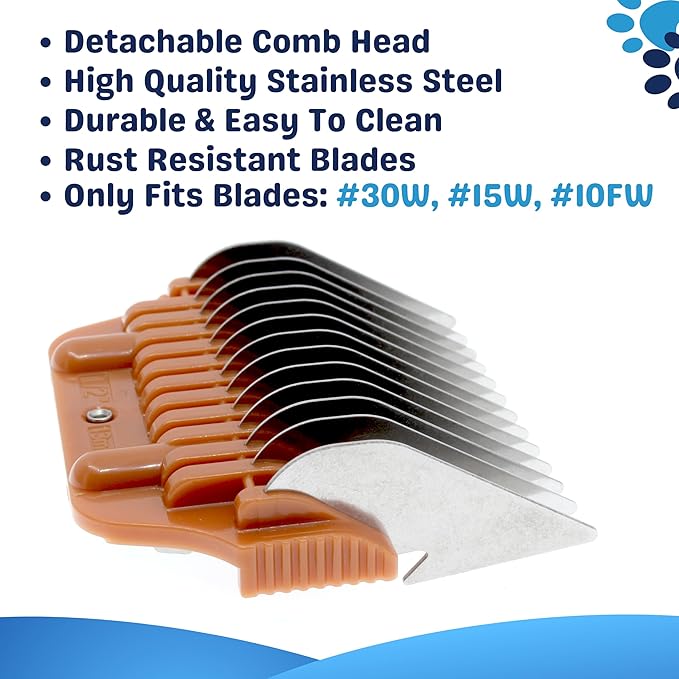 13MM 1/2" Cut Wide Clipper Guard Attachment for A5 Type Blade | Stainless Steel Blade for Professional Groomers and Stylist | Snap-On/Off Design