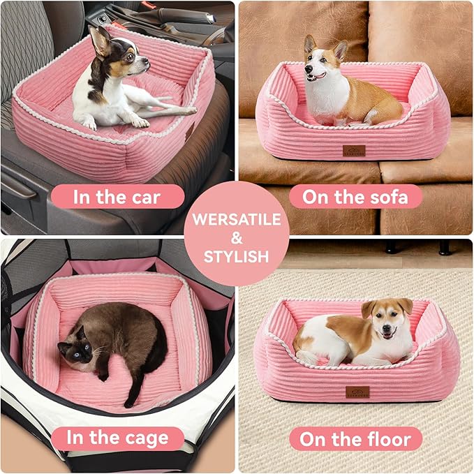 Orthopedic Dog Bed for Large Dogs,Dog Sofa Beds Supportive Foam Pet Couch Bed with Removable Washable Mat and Nonskid Bottom (Large, Pink)