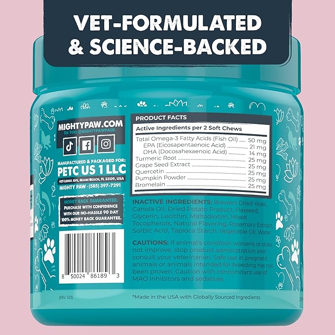 Mighty Paw Waggables Allergy Immune + Itch (Made in The USA) 2 Pack -Dog Chews Anti-Itch for Dogs. Allergy Support Vitamins for Skin and Coat Allergies. Omega 3 & Quercetin for Pets 240 Ct