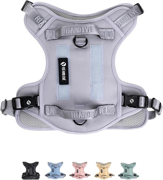 2025 New Edition, Fei & Eve Classic Dog Harness - Quick-Release Buckles | 3-Point No-Pull Control | Heavy-Duty 900D Nylon | Dual Safety Handles | Breathable Mesh | Adjustable Fit | Small,Gray