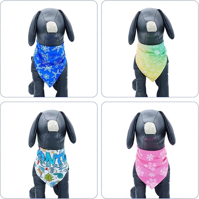7 Pcs Winter Dog Bandanas for Small Dogs Adjustable Stitching Edge Dog Bandanas Snow Scarves Puppy Cats Breed Grooming S