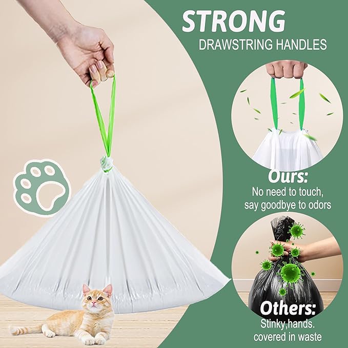 120 Count Miwow Cat Liner for Automatic Litter Box, Litter Box Liner Replacement Waste Bags, Thickened Leak-Proof & Odor-Proof Design, Compatible for Meowant and More Automatic Litter Box (6 Rolls)