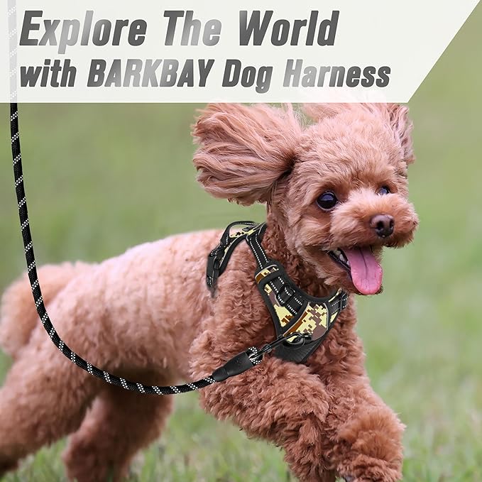 BARKBAY No Pull Dog Harness Front Clip Heavy Duty Reflective Easy Control Handle for Large Dog Walking(Desert camo,XS)