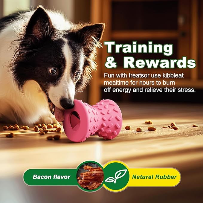 Dog Toys to Keep Them Busy – Interactive Treat Dispensing Ball for Small Dogs, Puppy Puzzle Toy for Enrichment & Teething, Durable Rubber Chew for Training & Boredom Relief, Bacon Flavor