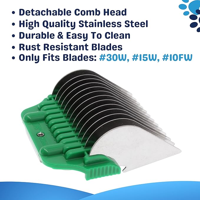 22mm 7/8" Cut Wide Clipper Guard Attachment for A5 Type Blade | Stainless Steel Blade for Professional Groomers and Stylist | Snap-On/Off Design