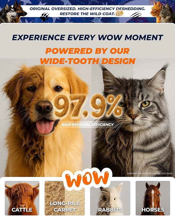 Extra Large 2-Sided Dog Brush For Shedding Undercoat Rake for Dogs & Cats, Remove Mats, Dematting Comb,Gentle Grooming Brush for German Shepherds Medium to Long-Haired Pets(Premium Walnut Handle)