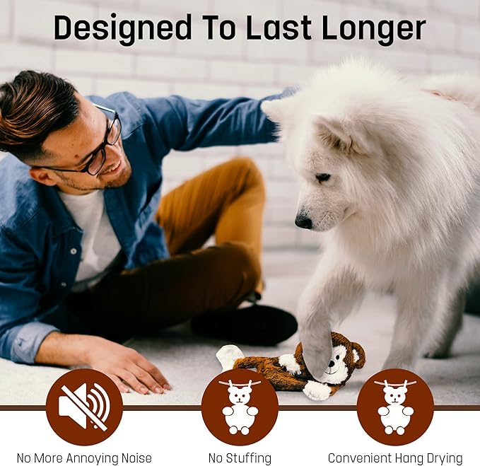 FGA MARKETPLACE Monkey-Fox Flat NO Stuffing NO Squeak Plush Dog Toy, Funny Style Will Entertain Your Pet for Hours, Recommended for Small and Medium Dog 21 INCH Long