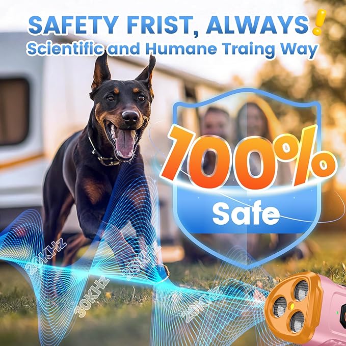 Dog Bark Deterrent Device, Anti Barking Device for Dogs 3X Ultrasonic to Stop Barking Neighbors Dog| 50ft Range, 5 Adjustable Modes, Flashlight & Beep | Safe & Effective for Small, Medium & Large Dogs