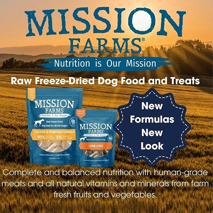 Mission Farms Freeze-Dried Raw Dog Food Pork & Pumpkin Complete & Balanced for All Life Stages, 14 oz