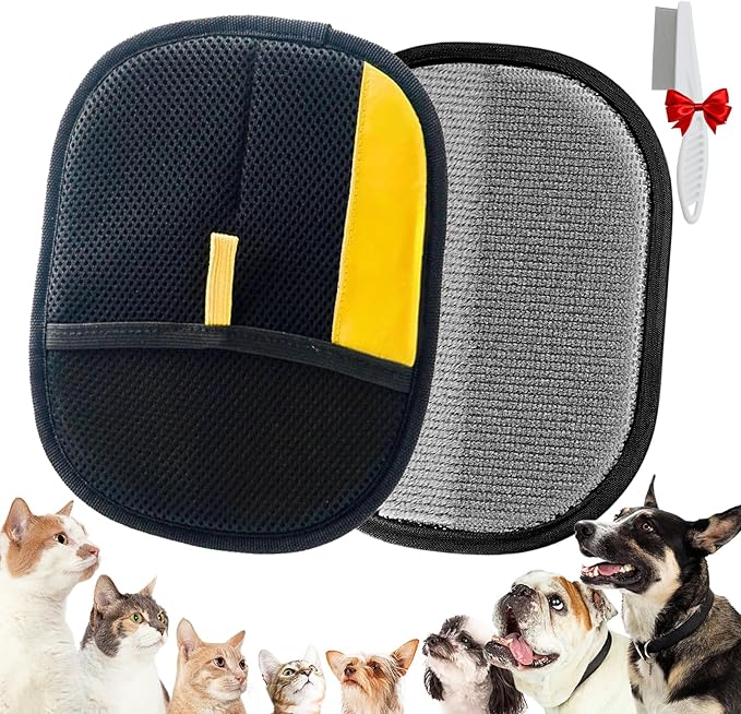 The Magic Pet Brush Hair Remover, Acssart Pet Hair Removal Glove, Electrostatic Pet Hair Removal Glove, Reusable Grooming Mitt for Cats & Dogs, Perfect for Furniture, Sofa, Carpet & Car (1PCS)