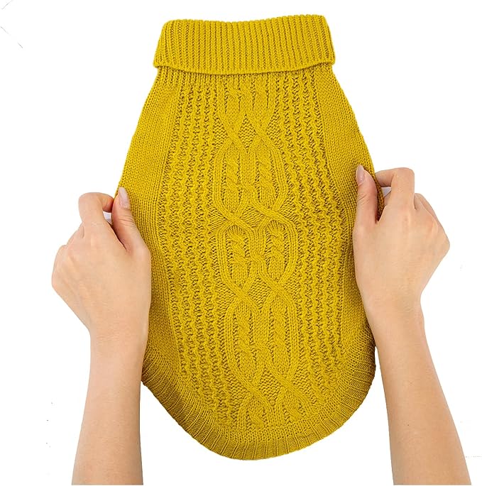 Stretchy Cat Sweater - 17 Colors & 6 Sizes | Snug Winter-Ready Knit for Boy/Girl Cats & Kittens(Dark Yellow, Medium)