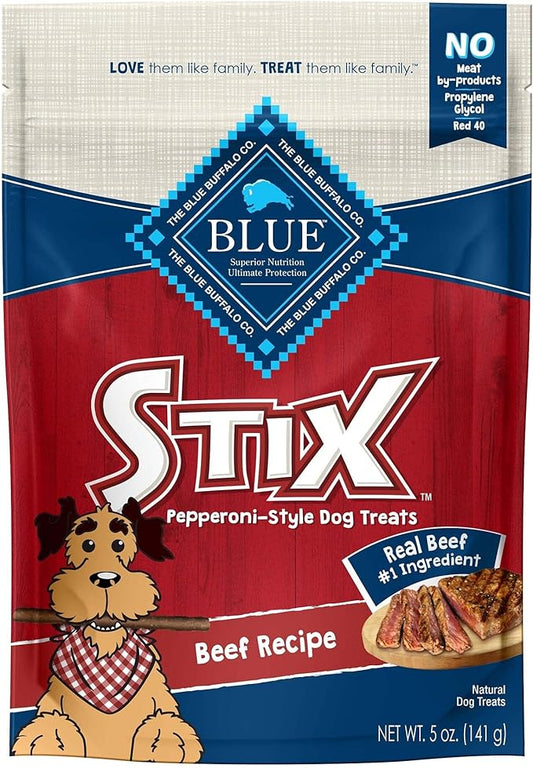 Blue Buffalo Stix Natural Soft Moist Dog Treats Beef Recipe Bag