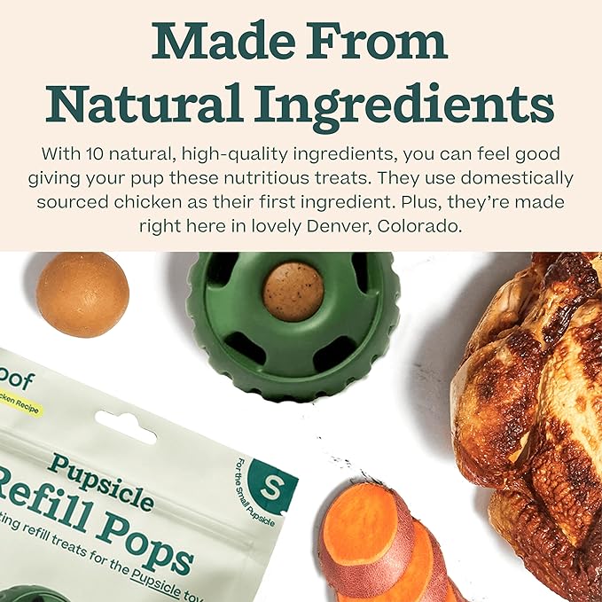 WOOF Pupsicle Refill Pops, Delicious Long Lasting Dog Treats, Pre-Made Pupsicle Refills for Dogs, Wholesome Ingredients, Low-Mess Chicken Pet Treats - Small Pops - 10 Count