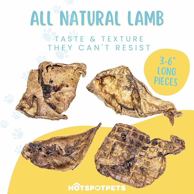 Hotspot Pets Premium Raw Single Ingredient Lamb Lung Dog Treats - 1lb Big Bag All-Natural, Made in USA - High Protein, Low Fat -Dehydrated for Freshness - A Rawhide Alternative for All Dogs