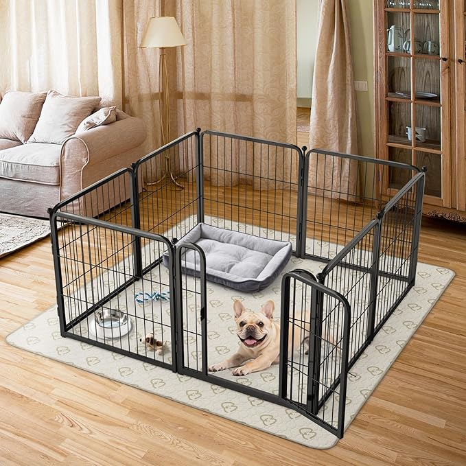 FXW Homeplus Unleashed Indoor Dog Playpen - Stress-Free and Safe Play, Heavy Duty 24 Inch 8 Panels with Washable Pee Pad for Puppy and Small Dogs, Black│Patented