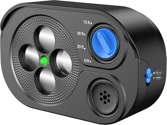 2025 New Anti Barking Device for Dogs, Bark Box Rechargeable Dog Barking Deterrent with Variable Ultra Frequency/6 Modes/IP65 Waterproof Dog Silencer Stop Neighbors‘ Dog from Barking Up to 75ft(Black)