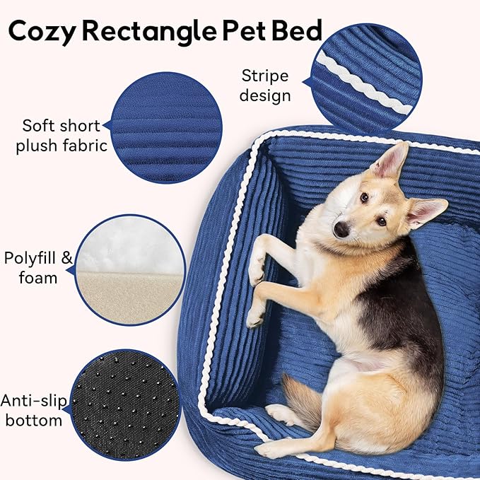 Orthopedic Dog Bed for Medium Dogs,Dog Sofa Beds Supportive Foam Pet Couch Bed with Removable Washable Mat and Nonskid Bottom (Medium, Blue)