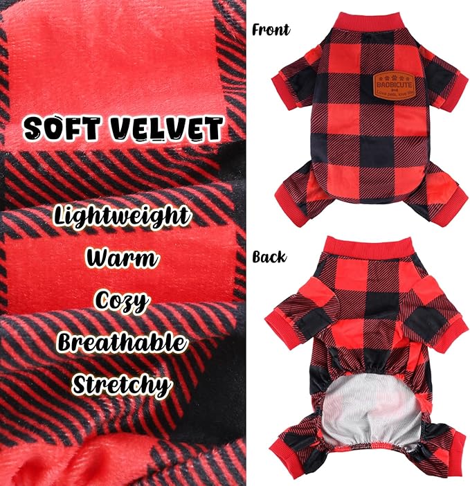 4 Pack Dog Pajamas Soft Lightweight Dog Recovery Suit Onesie Clothes for Small Medium Female Boys Girls Dogs Cats (XL (Back: 16",Chest: 20.8", Neck: 12"), Red Green Khaki Plaid)