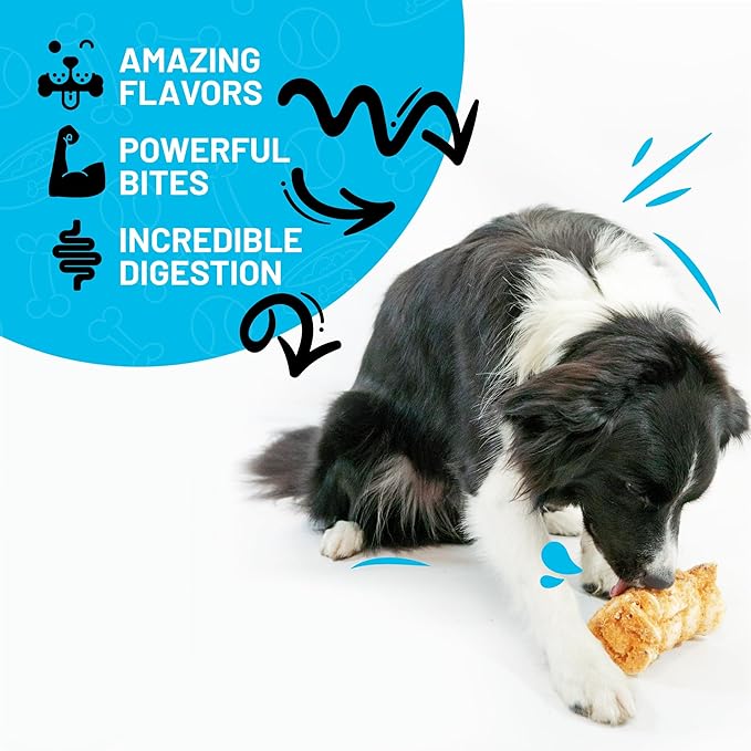 Sitka Farms Beef Cheek ROLL Bully Dusted 5-6 Inch (10 Count) Extra Thick Dog Chew Bones No Rawhide Sourced from Free Range Grass Fed/Healthy Teeth and Gums for Small Medium and Large Dogs