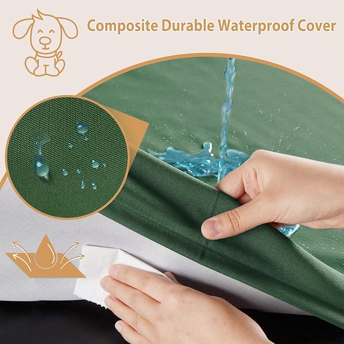 BFPETHOME Outdoor Dog Beds for Large Dogs, Waterproof Dog Bed for Medium, Large, Extra Large Dogs, Orthopedic Pet Bed with Removable Washable Cover, Egg Crate Foam Pet Bed Ma