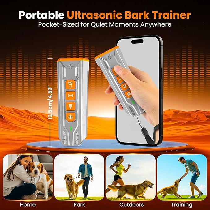 Dog Bark Deterrent Device with Training Clicker 2025 Upgraded 3X Ultrasonic Anti Barking Device for Own or Neighbor's Dog, Safe & Effective Ultrasonic Dog Bark Shield Rechargeable Dog Barking Silencer