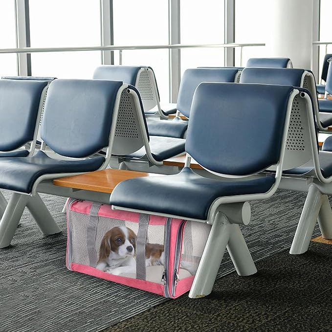 Cat Dog Carrier for Small Medium Cats Pet Carrier for Large and Medium Cats Puppies Portable Cat Carrier Soft Pet Carrier for Cats Cat Bag Carrier Airline Approved Cat Carrier(Large, Pink)