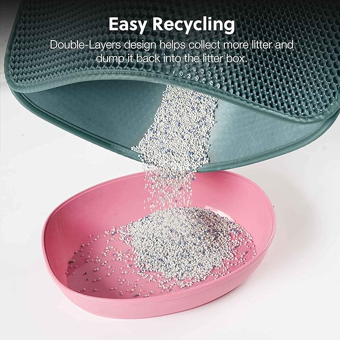 WePet Cat Litter Mat, Kitty Litter Trapping Mat, Honeycomb Double Layer Mats, No Phthalate, Urine Waterproof, Easy Clean, Scatter Control, Catcher Litter Tray Box Rug Carpet