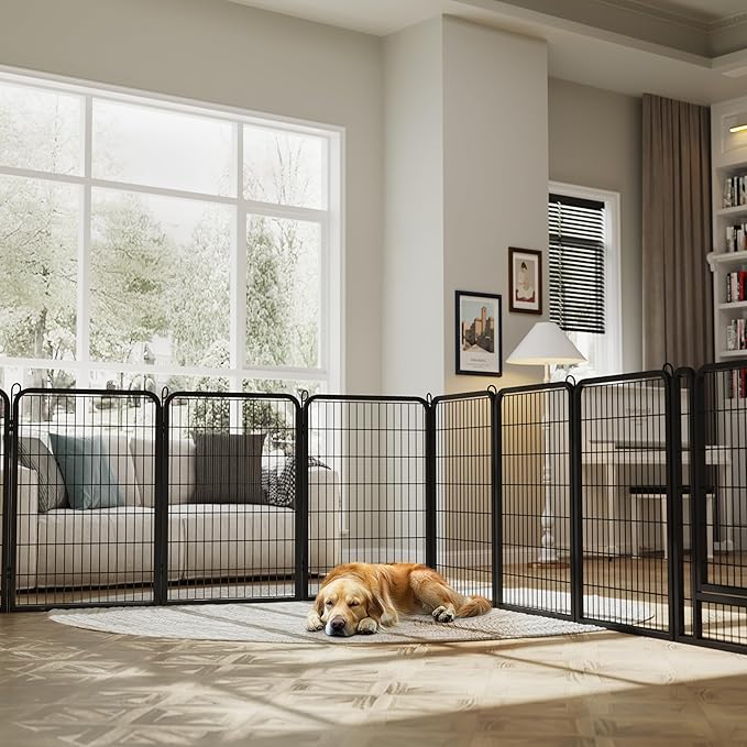 Yaheetech Dog Playpen Outdoor, 40 inch 16 Panels Dog Pen Indoor Heavy Duty Puppy Exercise Pen Metal Pet Fence for RV Camping/Yard/Garden