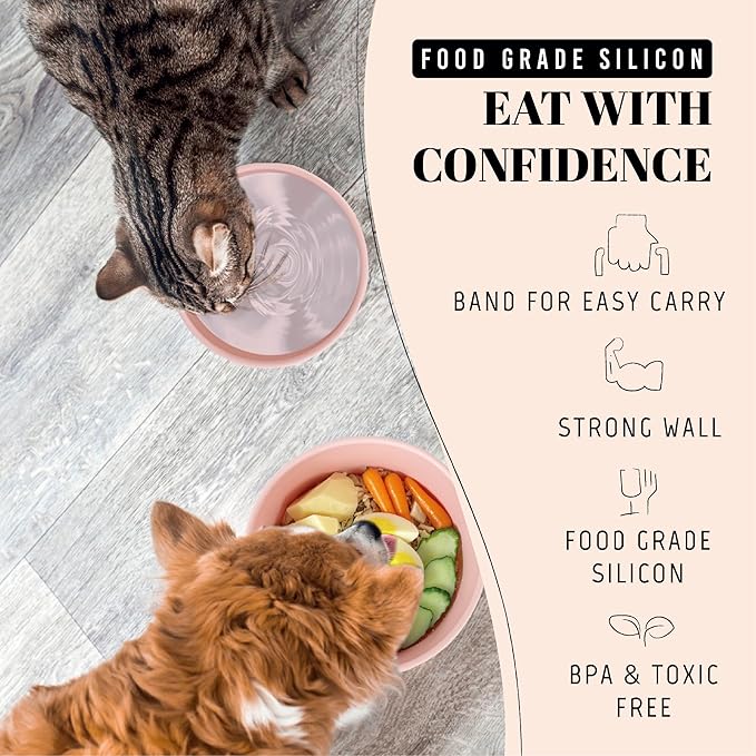 AVERYDAY 30 Oz Travel Dog Bowls with Lids, 2-in-1 Portable Pet Bowls for Food and Water, Leakproof Travel Dog Food & Water Bowl for Outdoor, Camping, Travel Dog Feeding Bowl, Daycare Pet Bowls