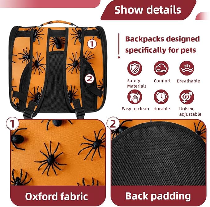 Spiders 1 Cat Backpack Carrier Pet Backpack Carrier for Small Dogs and Medium cat Puppy Kitten Bunny