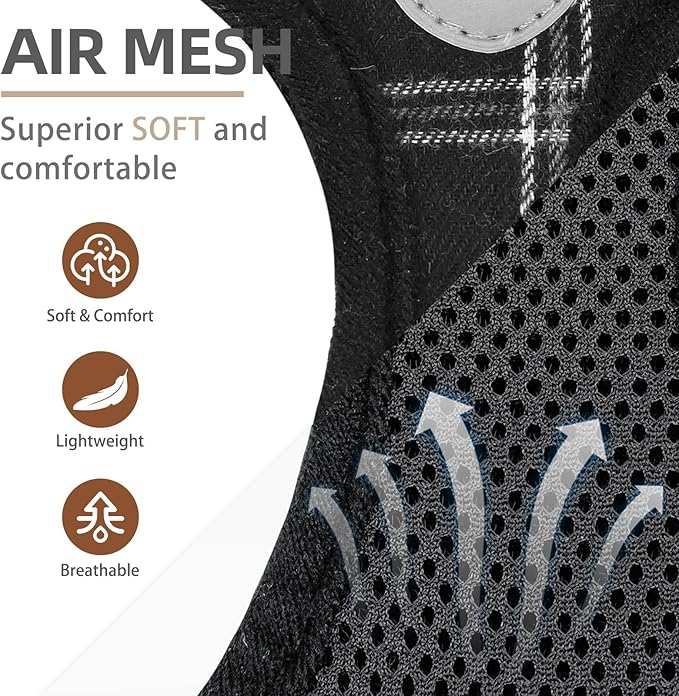 PUPTECK Adjustable Dog Harness Collar and Leash Set Step in No Pull Pet Harness for Small Medium Dogs Puppy and Cats Outdoor Walking Running, Soft Mesh Padded Reflective Vest Harnesses, Black XS