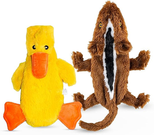 FGA MARKETPLACE Duck-Squirrel Flat NO Stuffing NO Squeak Plush Dog Toy, Funny Style Will Entertain Your Pet for Hours, Recommended for Small and Medium Dog 21 INCH Long