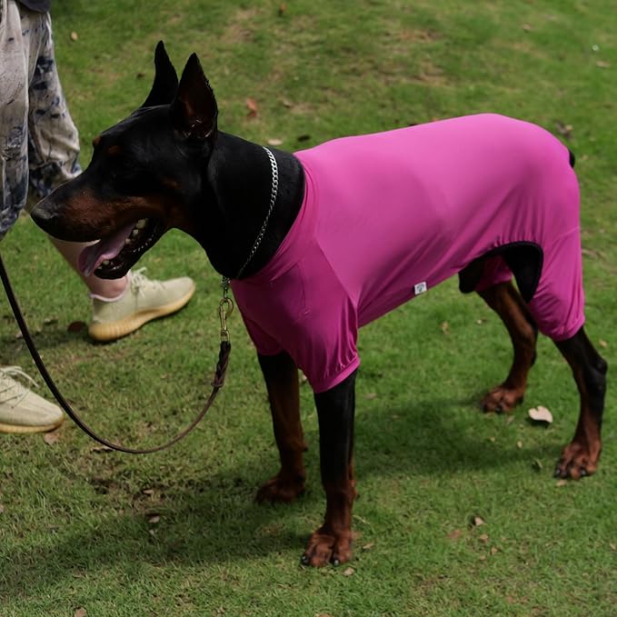 LoveLongLong Dog Jumpsuit with UV Protection and Quick-Dry Fabric for Spring Summer Pet Pajamas Purplish red S