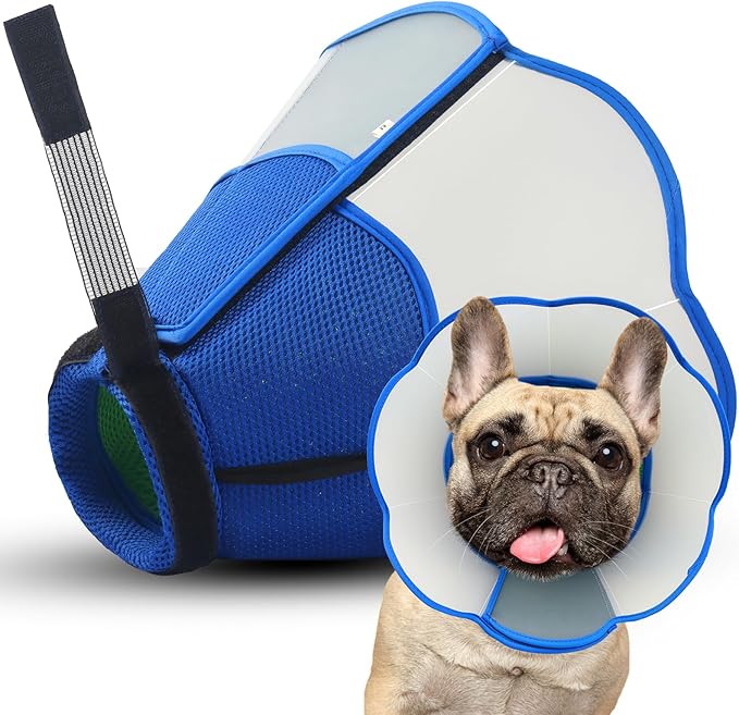 Hard & Heavy Plastic Dog Cone Collar Alternative for Medium Dogs (French Bulldog Dachshund), Adjustable Elizabethan Protective Cone for Healing, Comfortable Recovery Collar Cone of Shame Anti-Lick