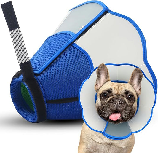 Hard & Heavy Plastic Dog Cone Collar Alternative for Medium Dogs (French Bulldog Dachshund), Adjustable Elizabethan Protective Cone for Healing, Comfortable Recovery Collar Cone of Shame Anti-Lick