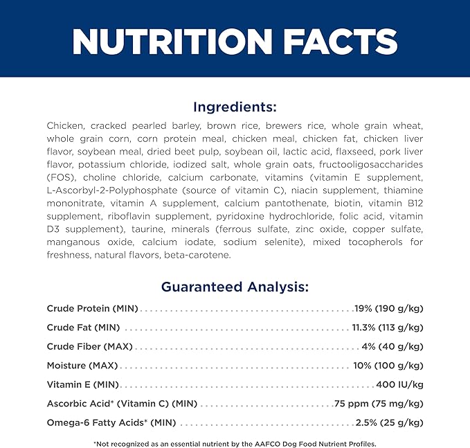 Hill's Science Diet Adult 1-6, Adult 1-6 Premium Nutrition, Dry Dog Food, Chicken & Barley, 35 lb Bag