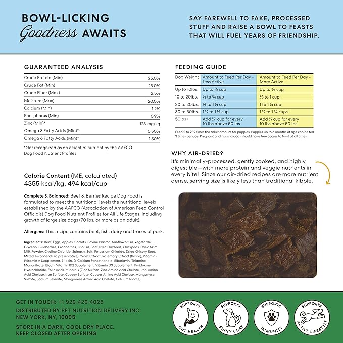 The Pets Table Grain Free Air Dried Dog Food 2 Pack - Beef & Berries + Salmon & Whitefish, 48 Ounce (Pack of 2)