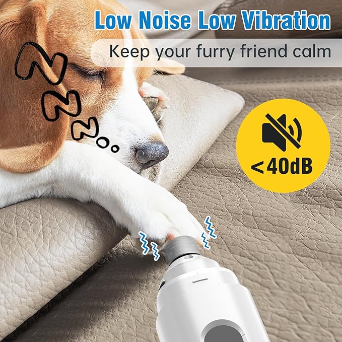 Dog Nail Grinder, 7-Speed Quiet Electric Dog Nail Trimmers, Dog Nail Clippers with Sponge Dust Collection & File for Small Medium Large Dogs, Rechargeable Pet Paw Grooming Supplies Kit