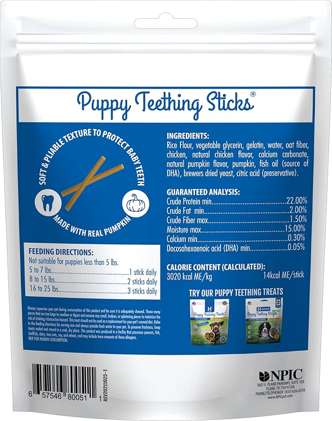 N-Bone Puppy Teething Sticks Pumpkin Flavor, 3.74-oz Bag