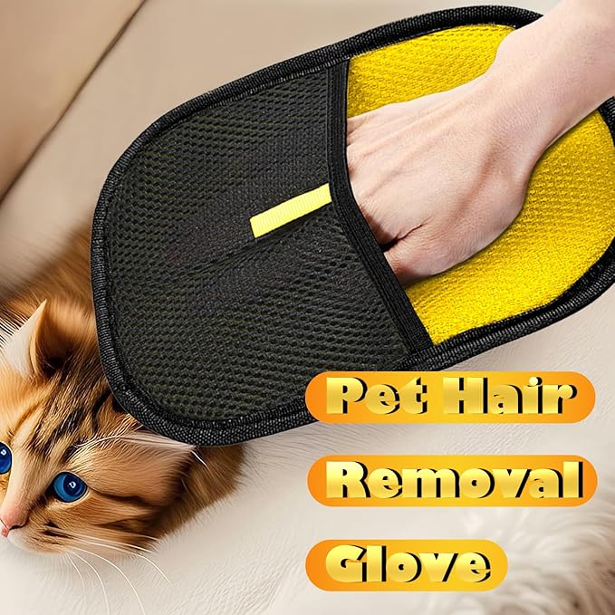 3 Pack Pet Hair Removal Gloves, Pet Grooming Glove, Reusable Cat Dog Electrostatic Hair Remover Grooming Mitten, for Cleaning Pet Hair From Sofas, Clothing, Carpets, Furniture, and Car Seats