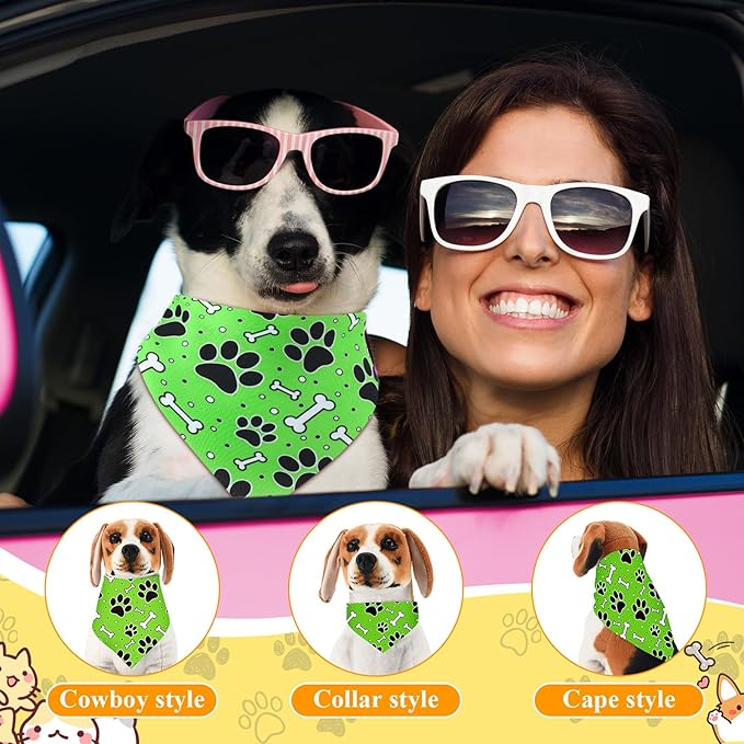 Sanwuta 120 Pcs Bandanas for Dogs Bulk Bones Triangle Dog Bandana Washable Pet Scarves Adjustable Bibs for Small and Medium Pets, 30 Styles