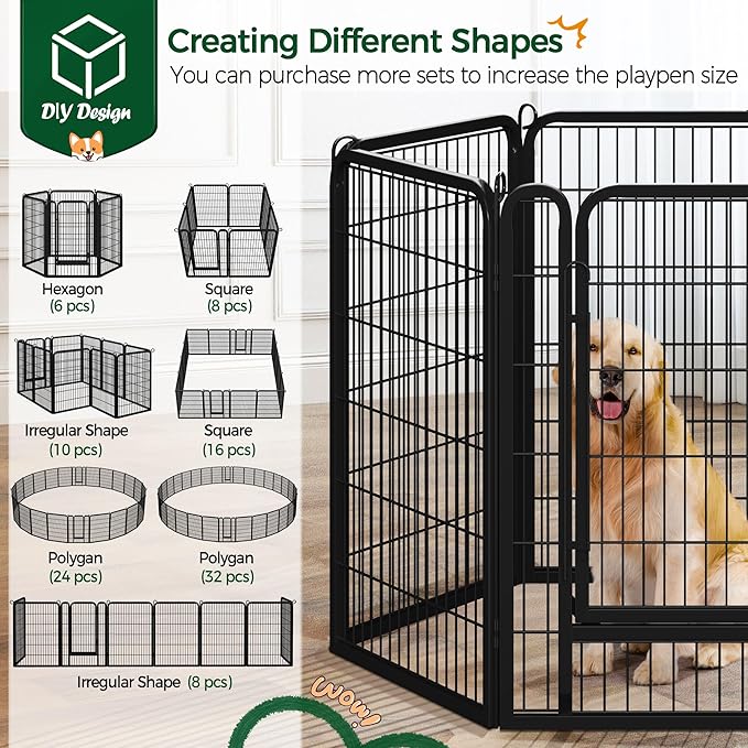 Yaheetech Dog Playpen Outdoor, 40 inch 12 Panels Dog Pen Indoor Heavy Duty Puppy Exercise Pen Metal Pet Fence for RV Camping/Yard/Garden