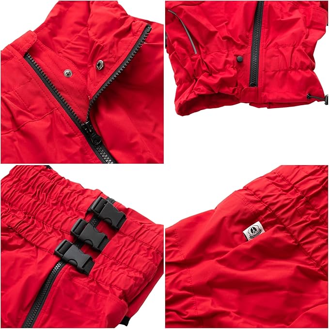 Dogs Waterproof Jacket, Lightweight Waterproof Jacket Reflective Safety Dog Raincoat Windproof Snow-Proof Dog Vest for Small Medium Large Dogs Red 5XL