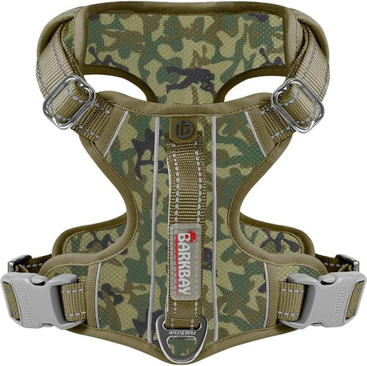 BARKBAY Dog Harness No Pull with ID Tag Pocket - Heavy Duty, Reflective, Easy Control for Large Dogs(Camo,XS)