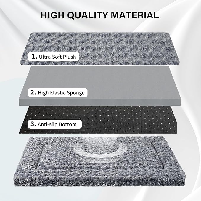 WESTERN HOME Dog Bed for Crate, High Resilience Foam Dog Crate Mat Kennel Pad with Soft Wavy Plush Comfortable Anti-Slip Washable Bed for Large Medium Small Dogs & Cats