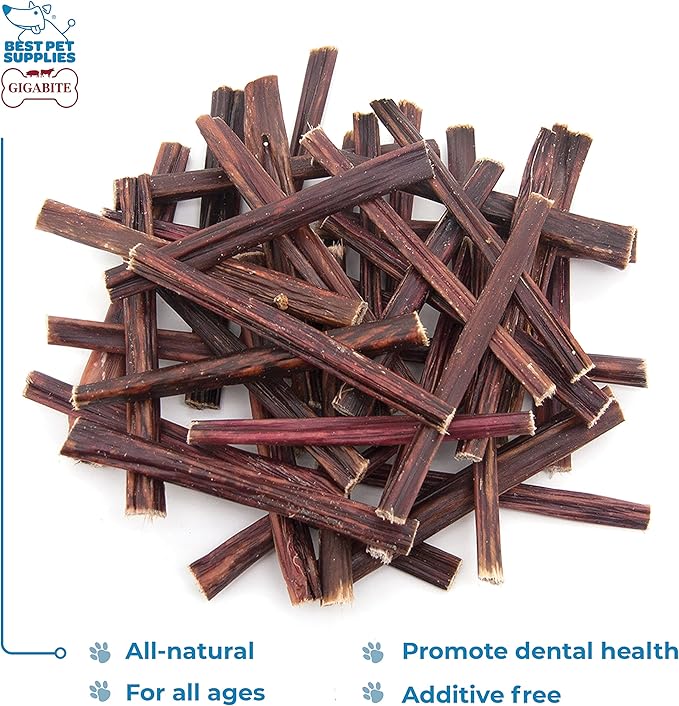 GigaBite Single Ingredient All Natural Free Range Bully Treats and Chews - Bully Sticks/Bladder Sticks/Beef Esophagus by Best Pet Supplies - Esophagus Sticks (6 Inch), Pack of 100