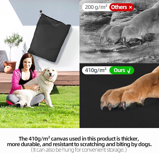 Sytopia 36 Inch Canvas Dog Bed for Large and Medium Dogs, Outdoor and Indoor Pet Bed, Waterproof Washable Removable Cover, Patio Pet Pad, Black